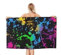 Noble Ren Glow In Dark Splatter Neon Microfiber Bath Towel Beach Towel Quick Dry Blanket For Swim Gym Yoga 52x32in