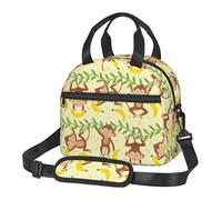 Noble Ren Monkey Tropical Banana Palm Trees Insulated Lunch Bag Cool Bag Lunch Tote Box for Work School Picnic