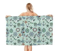 Noble Ren Nautical Funny Anchor Pattern Microfiber Bath Towel Beach Towel Quick Dry Blanket For Swim Gym Yoga 52x32in