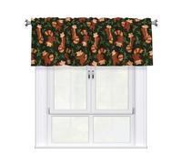Noble Ren Red Panda And Bamboo Leaves Pattern Short Curtain Valance 54x18in For Kitchen Bathroom Cafe Living Room Decoration