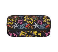 Noble Ren Street Graffiti Peace Large Capacity Pencil Case with Zip Portable Pencil Box Office Stationery Supplies