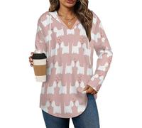 Noble Ren Westie Dogs Pattern Womens Hoodies Long Sleeve Sweatshirt Drawstring V Neck Tops S Black