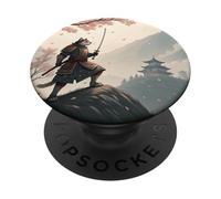 Noble Samurai Cat with Katana Among Petals PopSockets Adhesive PopGrip