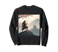Noble Samurai Cat with Katana Among Petals Sweatshirt