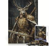 Noble Stag Knight 1000 Piece Jigsaw Puzzles for Teenagers Jigsaw Logic Ability Toy Soft Relax Accurate Cut Cherished Gift (38x52cm)