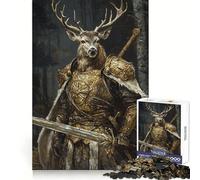 Noble Stag Knight 1000 Pieces Jigsaw Puzzles for Adults Brain Challenge Toy Indoor Play Precise Cut Fine Art Piece (38x26cm)