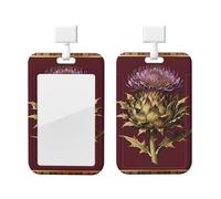 Noble Thistle Id Badge Holder with Lanyard-Vertical Card Protector Clear Abs Hard Shell, Retractable Reel for Work Office