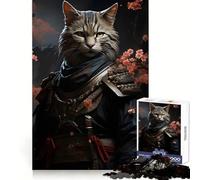 Noble Warrior Cat Portrait 1000 Piece Jigsaw Puzzles for Adults Jigsaw Smart Game Together Fun Image Assembly Seasonal Gift (38x26cm)