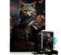 Noble Warrior Cat Portrait for Adults 1000 Piece Puzzle Mind Challenge Toy Calm Escape Quality Cut Art Collection Piece (50x75cm)