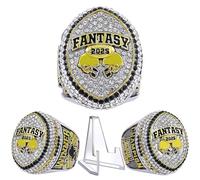 noblehead 2025 Fantasy Football Championship Ring Heavy FFL Champion Trophy Ring Award Trophy for Fantasy Football League Winner, size 14, Metal, stones