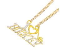 noblehead Hockey Charm Necklace,Ice Hockey Sticks and Puck Winter Sports Pendant With Many Shinning Crystal Diamond