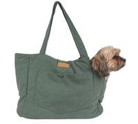 NoblePup Corduroy Dog Carrier - Lightweight Cotton Soft-Sided Pet Tote with Safety Harness Clip - Breathable Travel Carrier for Small Dogs and Puppies (Green)