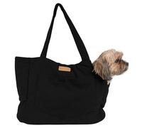 NoblePup Corduroy Dog Carrier - Lightweight Cotton Soft-Sided Pet Tote with Safety Harness Clip - Breathable Travel Carrier for Small Dogs and Puppies (Black)
