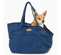 NoblePup Cozy Plush Dog Purse Carrier for Small Dogs - Dog Carrier Purse with Secure Harness Clip, Dog Tote Bag for Small Dogs and Puppies - Dark Blue