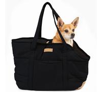 NoblePup Cozy Plush Dog Purse Carrier for Small Dogs - Dog Carrier Purse with Secure Harness Clip, Dog Tote Bag for Small Dogs and Puppies - Black