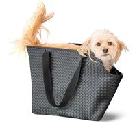 NoblePup Peekaboo Pet Tote - Dog & Cat Travel Bag, Soft-Sided Dog Carrier with Mesh Panels, Pockets & Removable Cushion, for Pets up to 25 lbs, Black