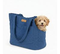 NoblePup Soft Corduroy Dog Purse Carrier Tote for Small Dogs & Puppies (Blue)