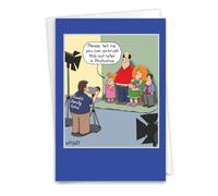 NobleWorks - 1 Father's Day Greeting Card Funny - Humor Dad Card from Son, Daughter, Notecard with Envelope - Airbrushed Family C6818FDG