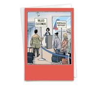 NobleWorks - 1 Funny Birthday Card - Colorful Cartoon Comedic Jokes, Bday Notecard - Valued Customers C2585BDG