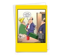 NobleWorks - 1 Funny Card for Happy Birthdays - Hilarious Cartoon Notecard with Envelope, Bday Celebration (Buyer Discretion Advised) - Hold My Calls 8313