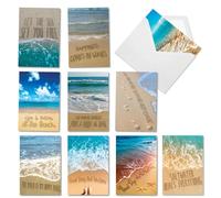 NobleWorks 10 Assorted Box Set Blank All Occasions Greeting Cards w/5 x 7 Inch Envelopes (10 Designs, 1 Each) Life's a Beach AC6328XOCB-B1x10