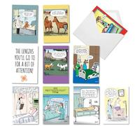 NobleWorks 10 Assorted Box Set Funny Get Well Greeting Cards w/5 x 7 Inch Envelopes (10 Designs, 1 Each) More Aches And Laughs AC10629AGWG-B1x10