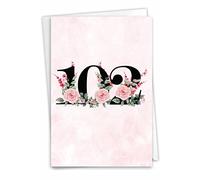 NobleWorks - 102th Milestone Birthday Greeting Card with 5 x 7 Inch Envelope (1 Card) Floral Age 102 C8268MBG