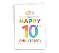 NobleWorks 10th Milestone Anniversary Congratulations Greeting Card with 5 x 7 Inch Envelope (1 Card) Watercolor Milestones - Couple 10 C11151MAG