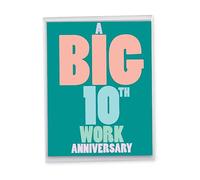 NobleWorks 10th Year Work Anniversary Card Years At Work 10 J9138MAG-WA | Giant Notecard w/ Envelope from All of Us for Employee Office Career Greeting from Coworkers Family Decade Style