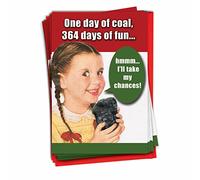 NobleWorks - 12 Funny Christmas Cards Blank - Boxed Set of Merry Christmas and Holiday Notecards, Humor (1 Design, 12 Cards) - One Day of Coal B1127K