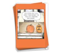 NobleWorks 12 Funny Objects Halloween Cards w/ 5x7 Envelopes, 1x12 Designs, For Men, Pumpkin Crack C11227HWG-B12x1