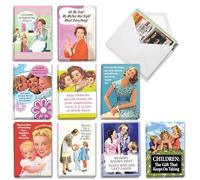 NobleWorks 20 Assorted Box Set Funny Mother's Day Greeting Cards w/5 x 7 Inch Envelopes (10 Designs, 2 Each), For Women, Mom Memories Of Motherhood AC6783MDG-B2x10