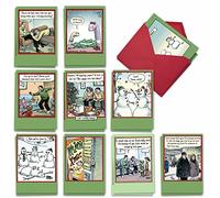 NobleWorks - 20 Funny Christmas Cards Assorted (10 Designs, 2 Each) - Boxed Adult Christmas Greetings, Bulk Holiday Notecard Humor - Bizarro by Piraro Christmas Assortment AC1256XSG-B2x10