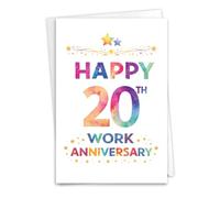 NobleWorks 20th Anniversary Work Milestone Paper Card (Co-Worker) with 5 x 7 Inch Envelope (1 Card) Watercolor Milestones - Work 20 C11141AWG