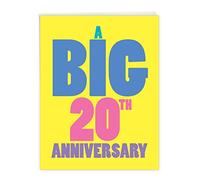 NobleWorks - 20th Milestone Anniversary Congratulations Card Jumbo 8.5 x 11 - Big Notecard for Anniversaries, 20 Years of Marriage - Big 20 J9068MAG