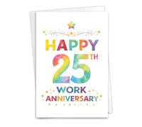 NobleWorks 25th Anniversary Work Milestone Greeting Card (Co-Worker) with 5 x 7 Inch Envelope (1 Card) Watercolor Milestones - Work 25 C11142AWG