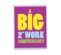 NobleWorks - 2nd Work Anniversary Card Jumbo (8.5 x 11 Inch) - Job Milestone of 2 Year Employee, Group Notecard with Envelope - Years at Work 2 J9454MAG-WA