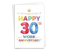 NobleWorks 30th Anniversary Work Milestone Greeting Card (Co-Worker) with 5 x 7 Inch Envelope (1 Card) Watercolor Milestones - Work 30 C11143AWG