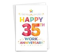 NobleWorks 35th Anniversary Work Milestone Greeting Card (Co-Worker) with 5 x 7 Inch Envelope (1 Card) Watercolor Milestones - Work 35 C11144AWG