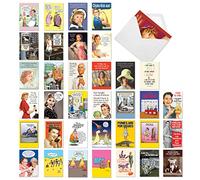 NobleWorks - 36 Assorted Funny Blank Greeting Cards - Bulk All Occasions Thanks Humor Notecards w/ Envelopes - Blank Expressions AC9153OCB-B1x36