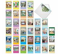 NobleWorks - 36 Assorted Set Funny Mixed Occasions Cards Bulk Box Set Envelopes, Humor B-day, Get Well, Friendship Greeting Card (36 Designs, 1 Each) - A Coverly Combo AC9383XXG-B1x36