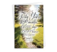 NobleWorks, 40th Anniversary Recovery Greeting Card with 5 x 7 Inch Envelope (1 Card) Milestone Sobriety Birthday Notecard, 40 Year Time Count C9091AAG