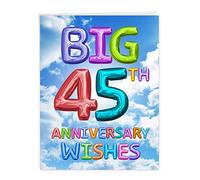 NobleWorks - 45th Anniversary Greeting Card with Envelope (8.5 x 11 Inch) - Group Congratulations Notecard from All of Us, 45 Years of Marriage - Inflated Messages 45 J9433MAG-US