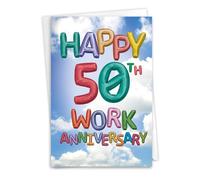 NobleWorks 50th Anniversary Work Milestone Greeting Card (Co-Worker) with 5 x 7 Inch Envelope (1 Card) Inflated Messages - Work 50 C11169AWG