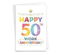 NobleWorks 50th Anniversary Work Milestone Greeting Card (Co-Worker) with 5 x 7 Inch Envelope (1 Card) Watercolor Milestones - Work 50 C11166AWG