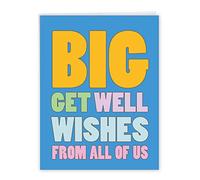 NobleWorks - Big Funny Group Get Well Card (8.5 x 11 Inch) - Jumbo Feel Better Soon from All of Us, Hospital, Sick - Big Get Well Wishes J2721GWG-US