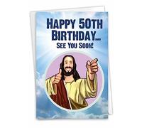 NobleWorks Funny 50th Milestone Birthday Greeting Card w/ 5 x 7 Inch Envelope (1 Card) See You Soon 50 C9065MBG