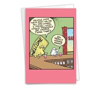 NobleWorks Funny Cartoon Birthday Greeting Card for Men and Women with 5 x 7 Inch Envelope (1 Card) Bday Welcome Mat C9283BDG