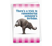 NobleWorks - Funny Happy Belated Birthday Card with Envelope - Congrats Greeting Card, Birthday Fun - Trick to Remembering C6353BDG