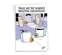 NobleWorks Funny Objects Halloween Greeting Card w/ 5x7 Envelope (1 Card), For Men, Women, Skeleton Decorations C11228HWG